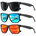 KALIYADI Sunglasses Men Polarized Sun glasses for Mens Womens Classic Matte Black Frame UV Protection 3pack