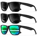KALIYADI Sunglasses Men Polarized Sun glasses for Mens Womens Classic Matte Black Frame UV Protection 3pack