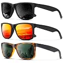 KALIYADI Sunglasses Men Polarized Sun glasses for Mens Womens Classic Matte Black Frame UV Protection 3pack
