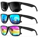 KALIYADI Sunglasses Men Polarized Sun glasses for Mens Womens Classic Matte Black Frame UV Protection 3pack