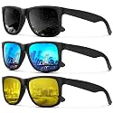 KALIYADI Sunglasses Men Polarized Sun glasses for Mens Womens Classic Matte Black Frame UV Protection 3pack