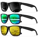KALIYADI Sunglasses Men Polarized Sun glasses for Mens Womens Classic Matte Black Frame UV Protection 3pack