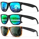 KALIYADI Sunglasses Men Polarized Sun glasses for Mens Womens Classic Matte Black Frame UV Protection 3pack
