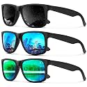 KALIYADI Sunglasses Men Polarized Sun glasses for Mens Womens Classic Matte Black Frame UV Protection 3pack