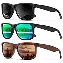 KALIYADI Sunglasses Men Polarized Sun glasses for Mens Womens Classic Matte Black Frame UV Protection 3pack