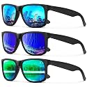 KALIYADI Sunglasses Men Polarized Sun glasses for Mens Womens Classic Matte Black Frame UV Protection 3pack