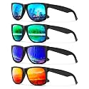 KALIYADI Sunglasses Men Polarized Sun glasses for Mens Womens Classic Matte Black Frame UV Protection 3pack