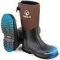 Kalkal Steel Toe Rubber Boots for Men - Waterproof Anti Slip Work Boots 6mm Neoprene Rain Boot Durable Hunting Boots with Steel Shank for Farming Gardening Construction Outdoor Work Size 5-14