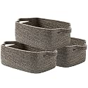 KALLAX Small Woven Basket, 14 x 10 x 5.6 Inches, Small Storage Baskets for Organizing, Gift Baskets Empty, Cute Rope Shelf Closet Storage Bins for Shelves, Dog Toy Basket, Black &amp; Brown Mixed