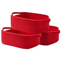 KALLAX Small Woven Basket, 12 x 8 x 4.5 Inches, Small Storage Baskets for Organizing, Gift Baskets Empty, Cute Rope Shelf Closet Storage Bins for Shelves, Dog Toy Basket, Red