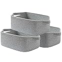 KALLAX Small Woven Basket, 14 x 10 x 5.6 Inches, Small Storage Baskets for Organizing, Gift Baskets Empty, Cute Rope Shelf Closet Storage Bins for Shelves, Dog Toy Basket, Mixed Grey