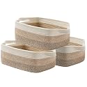 KALLAX Small Woven Basket, 14 x 10 x 5.6 Inches, Small Storage Baskets for Organizing, Gift Baskets Empty, Cute Rope Shelf Closet Storage Bins for Shelves, Dog Toy Basket, Gradient Brown