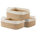 KALLAX Small Woven Basket, 12 x 8 x 4.5 Inches, Small Storage Baskets for Organizing, Gift Baskets Empty, Cute Rope Shelf Closet Storage Bins for Shelves, Dog Toy Basket, White &amp; Brown