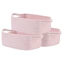 KALLAX Small Woven Basket, 12 x 8 x 4.5 Inches, Small Storage Baskets for Organizing, Gift Baskets Empty, Cute Rope Shelf Closet Storage Bins for Shelves, Dog Toy Basket, 3 Packs, Light Pink