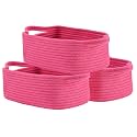 KALLAX Small Woven Basket, 12 x 8 x 4.5 Inches, Small Storage Baskets for Organizing, Gift Baskets Empty, Cute Rope Shelf Closet Storage Bins for Shelves, Dog Toy Basket, 3 Packs, Hot Pink