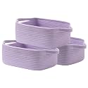 KALLAX Small Woven Basket, 12 x 8 x 4.5 Inches, Small Storage Baskets for Organizing, Gift Baskets Empty, Cute Rope Shelf Closet Storage Bins for Shelves, Dog Toy Basket, Purple