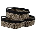 KALLAX Small Woven Basket, 12 x 8 x 4.5 Inches, Small Storage Baskets for Organizing, Gift Baskets Empty, Cute Rope Shelf Closet Storage Bins for Shelves, Dog Toy Basket, Black &amp; Brown