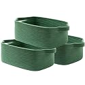 KALLAX Small Woven Basket, 14 x 10 x 5.6 Inches, Small Storage Baskets for Organizing, Gift Baskets Empty, Cute Rope Shelf Closet Storage Bins for Shelves, Dog Toy Basket, Green