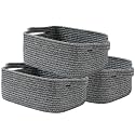 KALLAX Small Woven Basket, 14 x 10 x 5.6 Inches, Small Storage Baskets for Organizing, Gift Baskets Empty, Cute Rope Shelf Closet Storage Bins for Shelves, Dog Toy Basket, Mixed Black