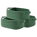 KALLAX Small Woven Basket, 12 x 8 x 4.5 Inches, Small Storage Baskets for Organizing, Gift Baskets Empty, Cute Rope Shelf Closet Storage Bins for Shelves, Dog Toy Basket, Green