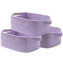 KALLAX Small Woven Basket, 14 x 10 x 5.6 Inches, Small Storage Baskets for Organizing, Gift Baskets Empty, Cute Rope Shelf Closet Storage Bins for Shelves, Dog Toy Basket, Purple