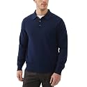Kallspin Mens 100% Cotton Polo Sweater Long Sleeve Button Down Knit Pullover Relaxed Fit Collared Casual Tops