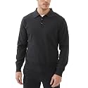 Kallspin Mens 100% Cotton Polo Sweater Long Sleeve Button Down Knit Pullover Relaxed Fit Collared Casual Tops