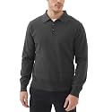 Kallspin Mens 100% Cotton Polo Sweater Long Sleeve Button Down Knit Pullover Relaxed Fit Collared Casual Tops