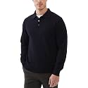 Kallspin Mens 100% Cotton Polo Sweater Long Sleeve Button Down Knit Pullover Relaxed Fit Collared Casual Tops