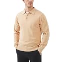 Kallspin Mens 100% Cotton Polo Sweater Long Sleeve Button Down Knit Pullover Relaxed Fit Collared Casual Tops