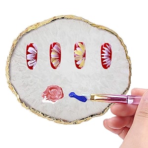 kalolary resin stone nail art palette white rectangular professional texture mixing pigment plate nail art painting manicure tool