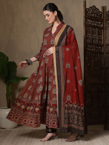 KALPHEM Printed Anarkali Kurta Bottom Dupatta