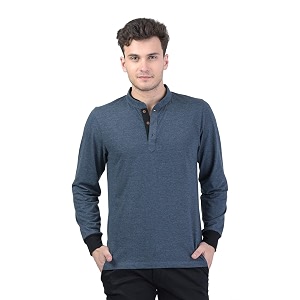 Kalt Mens Full Sleeves Cotton Blend Mandarin