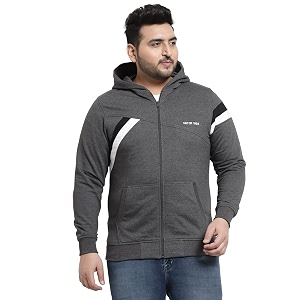 Kalt Men Full Sleeves Zipper Fleece Striped