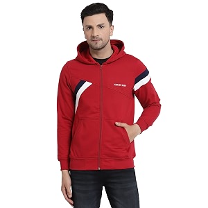 Kalt Men Full Sleeves Zipper Fleece Striped