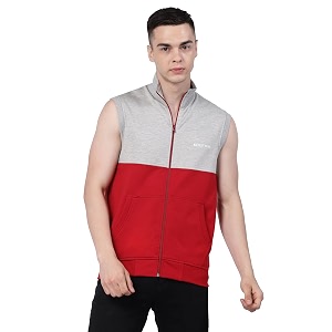 kalt men sleeveless zipper fleece dual colour jacket