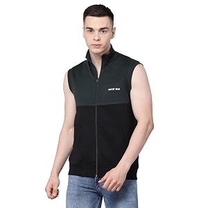 kalt men sleeveless zipper fleece dual colour jacket