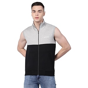 kalt men sleeveless zipper fleece dual colour jacket