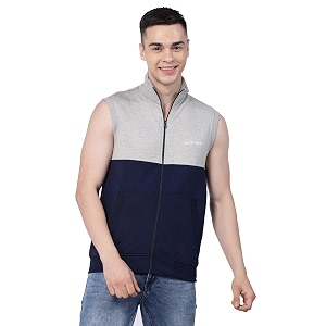 kalt men sleeveless zipper fleece dual colour jacket