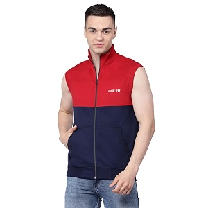 kalt men sleeveless zipper fleece dual colour jacket
