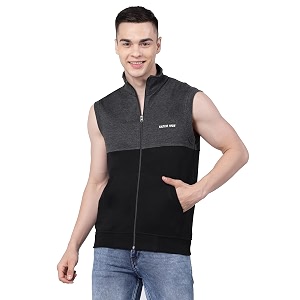 kalt men sleeveless zipper fleece dual colour jacket