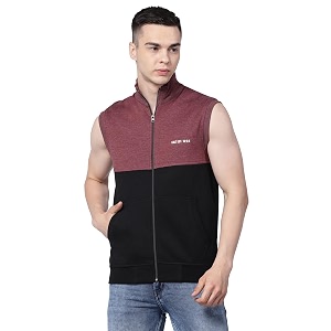 kalt men sleeveless zipper fleece dual colour jacket