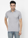 KALT Self Design Men Polo Neck Grey