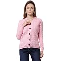 Kalt Women Full Sleeves Cable Button Acrylic