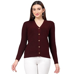 Kalt Women Full Sleeves V-Neck Design Acrylic