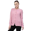 Kalt Women Sweater for Winters Woolen Acrylic Full Sleeve Round Neck Cable Design Cardigan Sweater