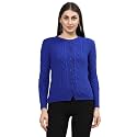 Kalt Women Sweater for Winters Woolen Acrylic Full Sleeve Round Neck Cable Design Cardigan Sweater