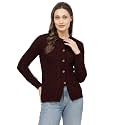 Kalt Women Sweater for Winters Woolen Acrylic Full Sleeve Round Neck Cable Design Cardigan Sweater