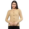 Kalt Women Sweater for Winters Woolen Acrylic Full Sleeve Round Neck Cable Design Cardigan Sweater
