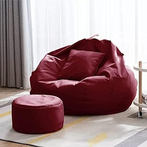 kam39s lieu bean bag with relaxing footrest amp cushion filled with beans ready to use color amp size - maroon xxxxl